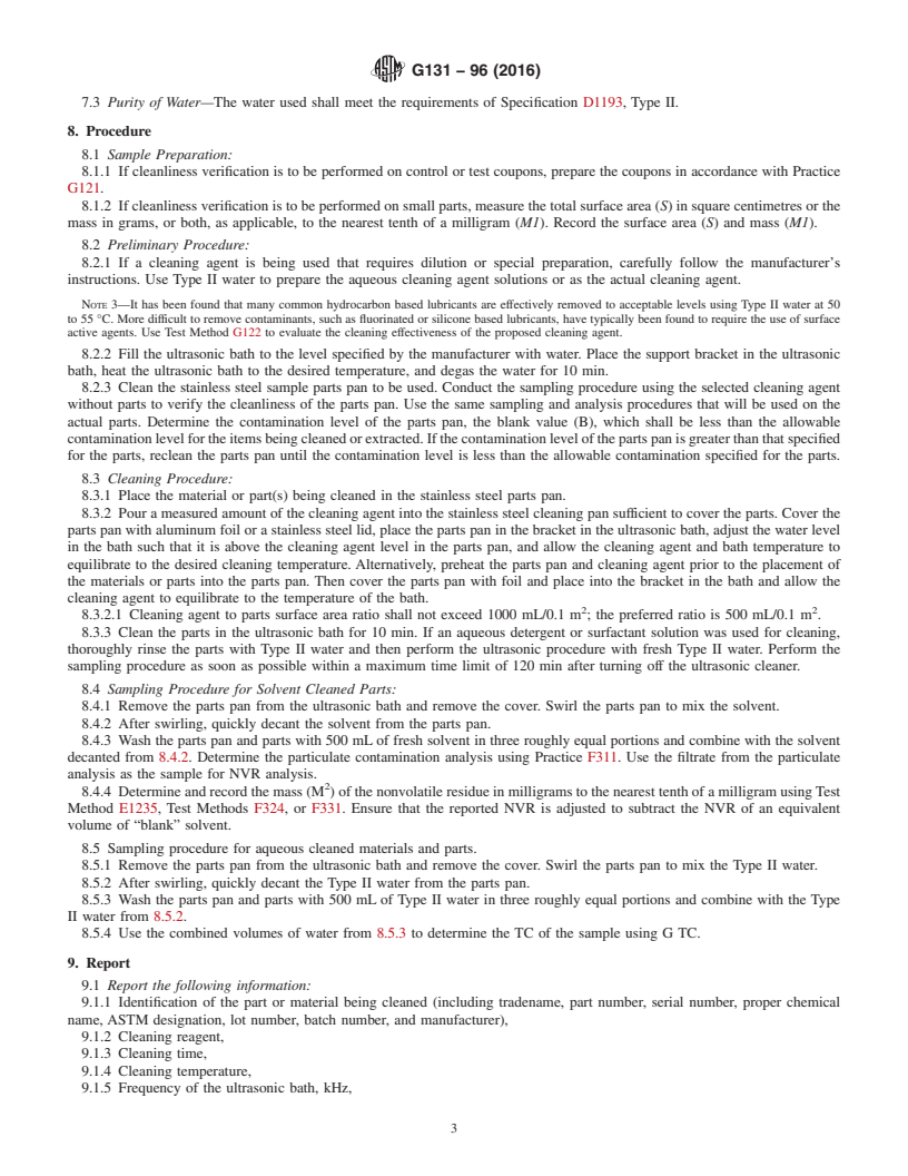 REDLINE ASTM G131-96(2016) - Standard Practice for  Cleaning of Materials and Components by Ultrasonic Techniques