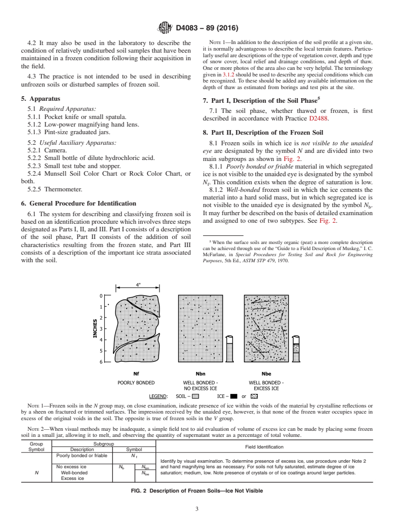 ASTM D4083-89(2016) - Standard Practice for Description of Frozen Soils (Visual-Manual Procedure)