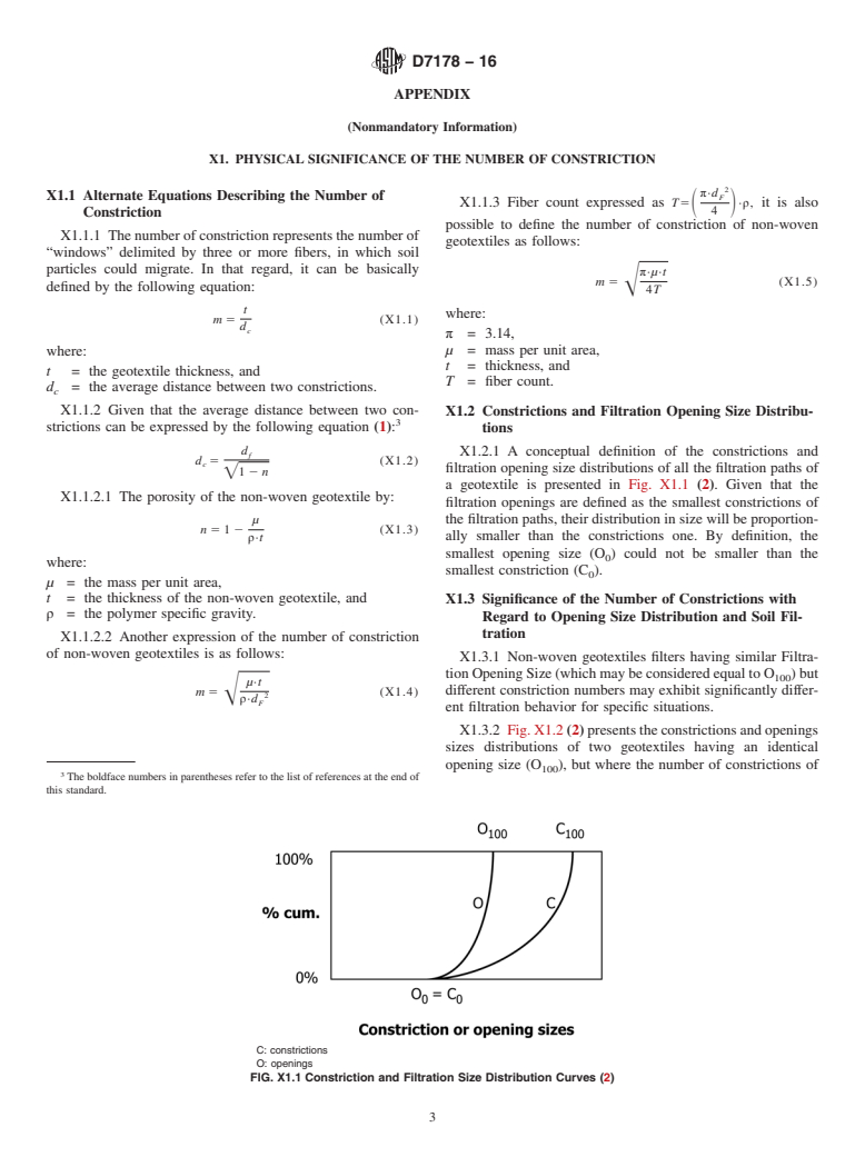 ASTM D7178-16 - Standard Practice for  Determining the Number of Constrictions &#x201c;<emph type="bdit"  >m</emph>&#x201d; of Non-Woven Geotextiles as a Complementary Filtration   Property