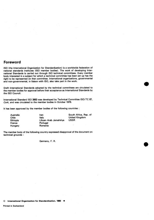 ISO 3863:1980 ISO 3863:1980 - Cork -- Cylindrical stoppers -- Dimensional characteristics - Page 2 preview