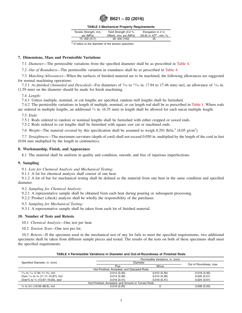 REDLINE ASTM B621-02(2016) - Standard Specification for Nickel-Iron-Chromium-Molybdenum Alloy (UNS N08320) Rod