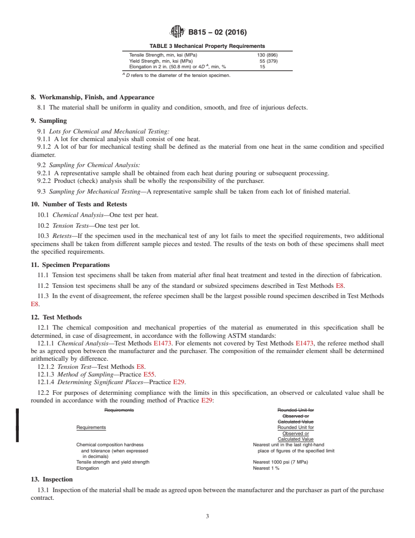 REDLINE ASTM B815-02(2016) - Standard Specification for Cobalt-Chromium-Nickel-Molybdenum-Tungsten Alloy<brk/> (UNS  R31233)  Rod