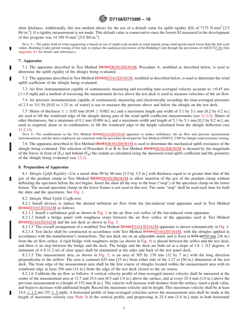 REDLINE ASTM D7158/D7158M-16 - Standard Test Method for  Wind Resistance of Asphalt Shingles (Uplift Force/Uplift  Resistance   Method)