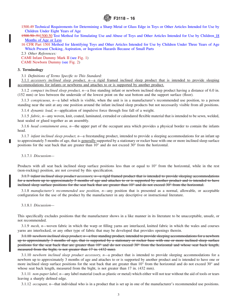 REDLINE ASTM F3118-16 - Standard Consumer Safety Specification for Infant Inclined Sleep Products