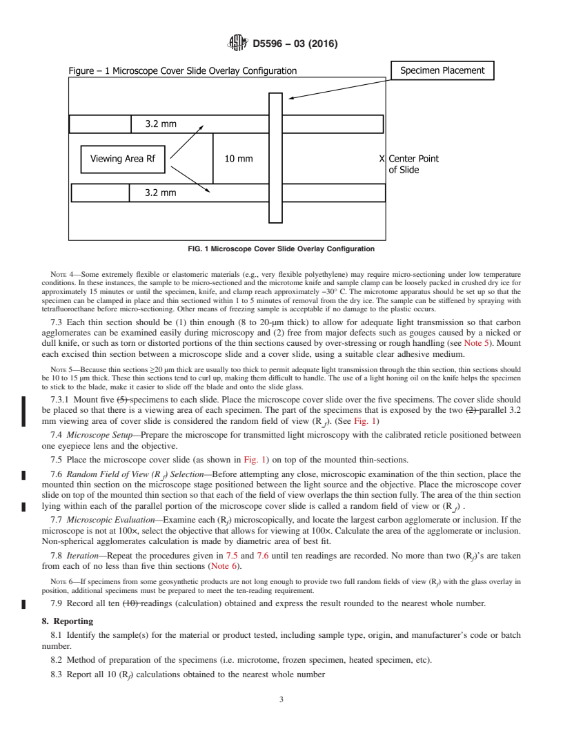 REDLINE ASTM D5596-03(2016) - Standard Test Method For  Microscopic Evaluation of the Dispersion of Carbon Black in  Polyolefin Geosynthetics