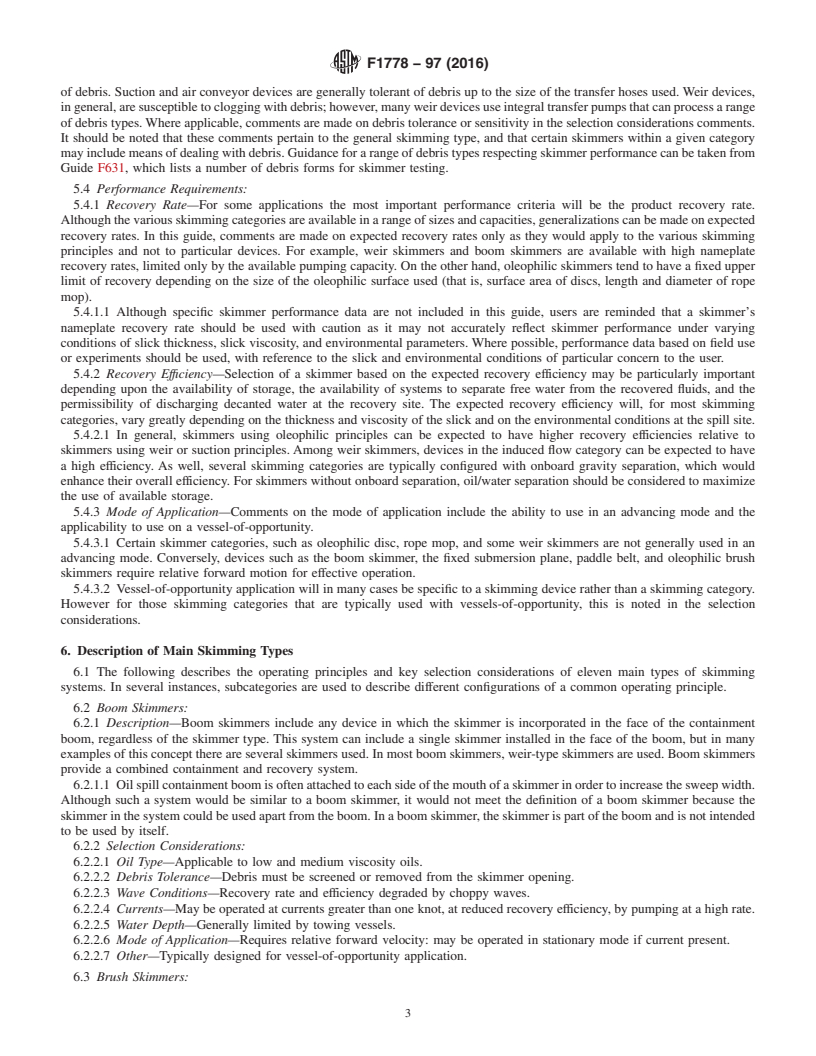 REDLINE ASTM F1778-97(2016) - Standard Guide for  Selection of Skimmers for Oil-Spill Response