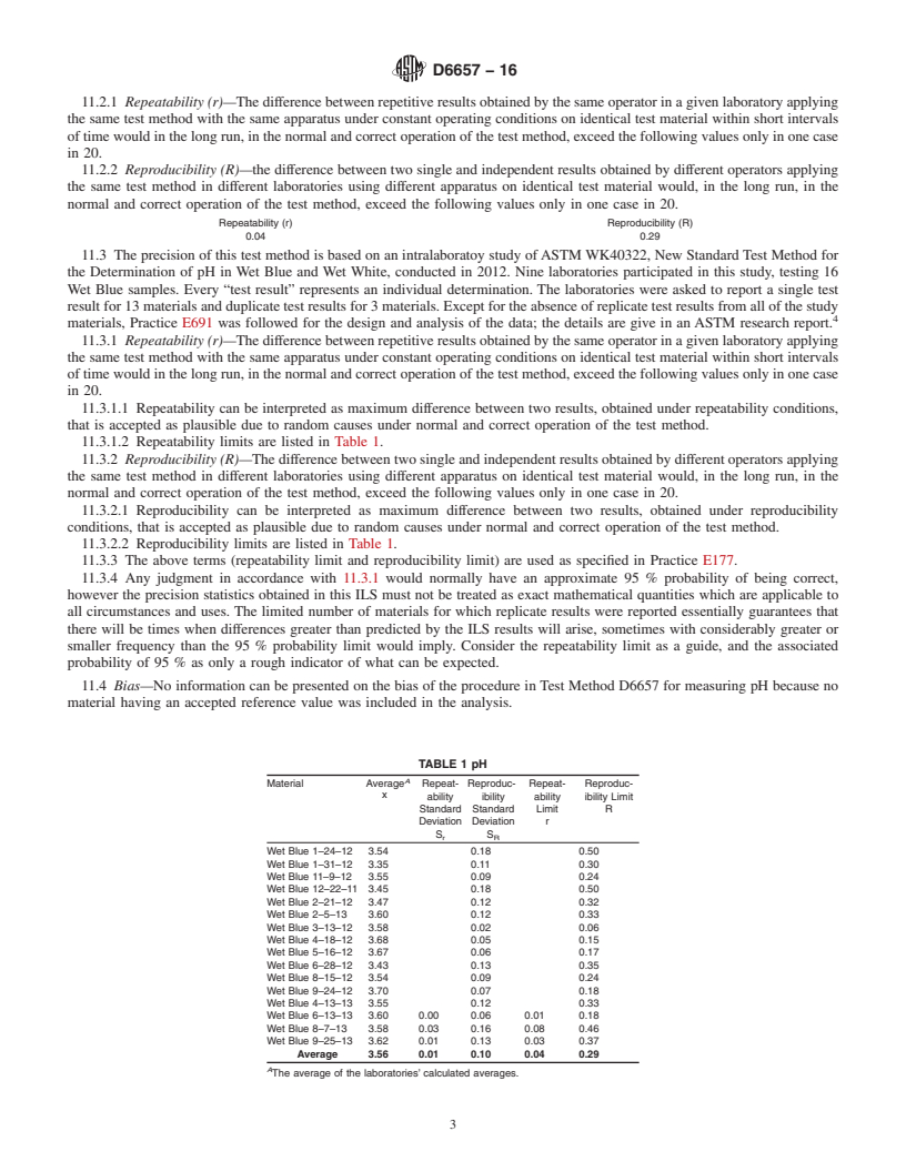 REDLINE ASTM D6657-16 - Standard Test Method for  pH of Wet Blue and Wet White