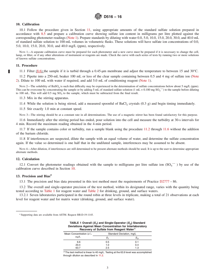 REDLINE ASTM D516-16 - Standard Test Method for  Sulfate Ion in Water