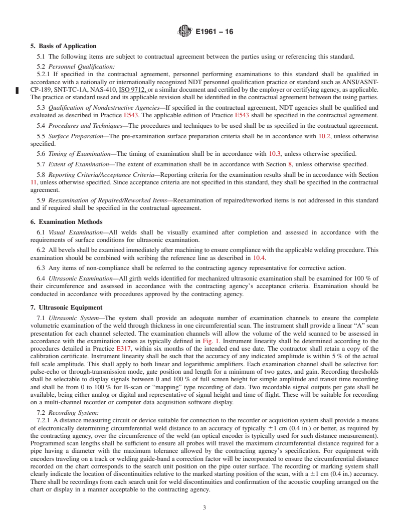 REDLINE ASTM E1961-16 - Standard Practice for  Mechanized Ultrasonic Testing of Girth Welds Using Zonal Discrimination  with Focused Search Units