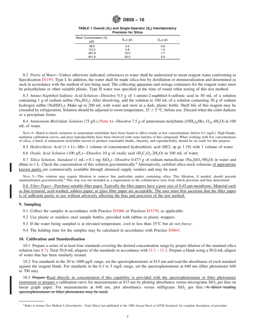 REDLINE ASTM D859-16 - Standard Test Method for  Silica in Water