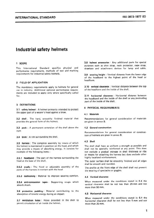 ISO 3873:1977 - Industrial safety helmets
