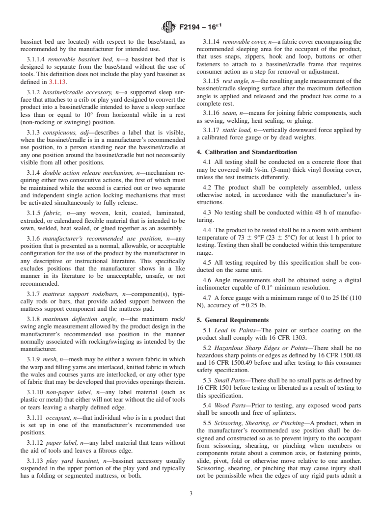 ASTM F2194-16e1 - Standard Consumer Safety Specification for Bassinets and Cradles