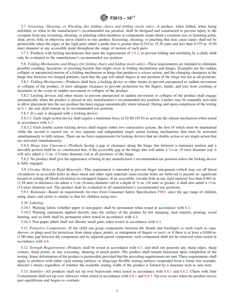 REDLINE ASTM F2613-16e1 - Standard Consumer Safety Specification for  Children's Chairs and Stools