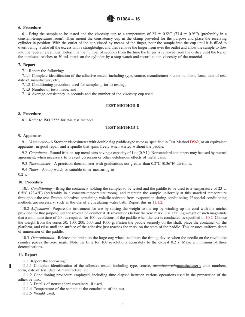 REDLINE ASTM D1084-16 - Standard Test Methods for Viscosity of Adhesives