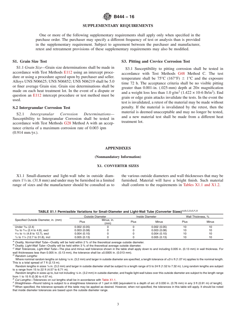 ASTM B444-16 - Standard Specification for Nickel-Chromium-Molybdenum-Columbium Alloys<brk/> (UNS N06625  and UNS    N06852) and Nickel-Chromium-Molybdenum-Silicon Alloy (UNS  N06219) Pipe and    Tube