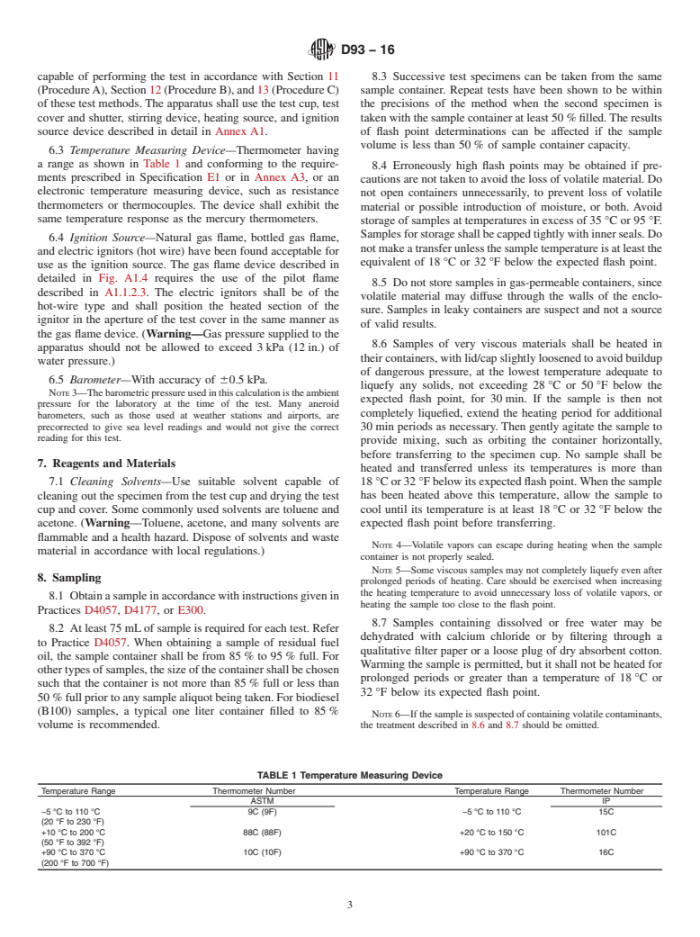 ASTM D93-16 - Standard Test Methods for  Flash Point by Pensky-Martens Closed Cup Tester