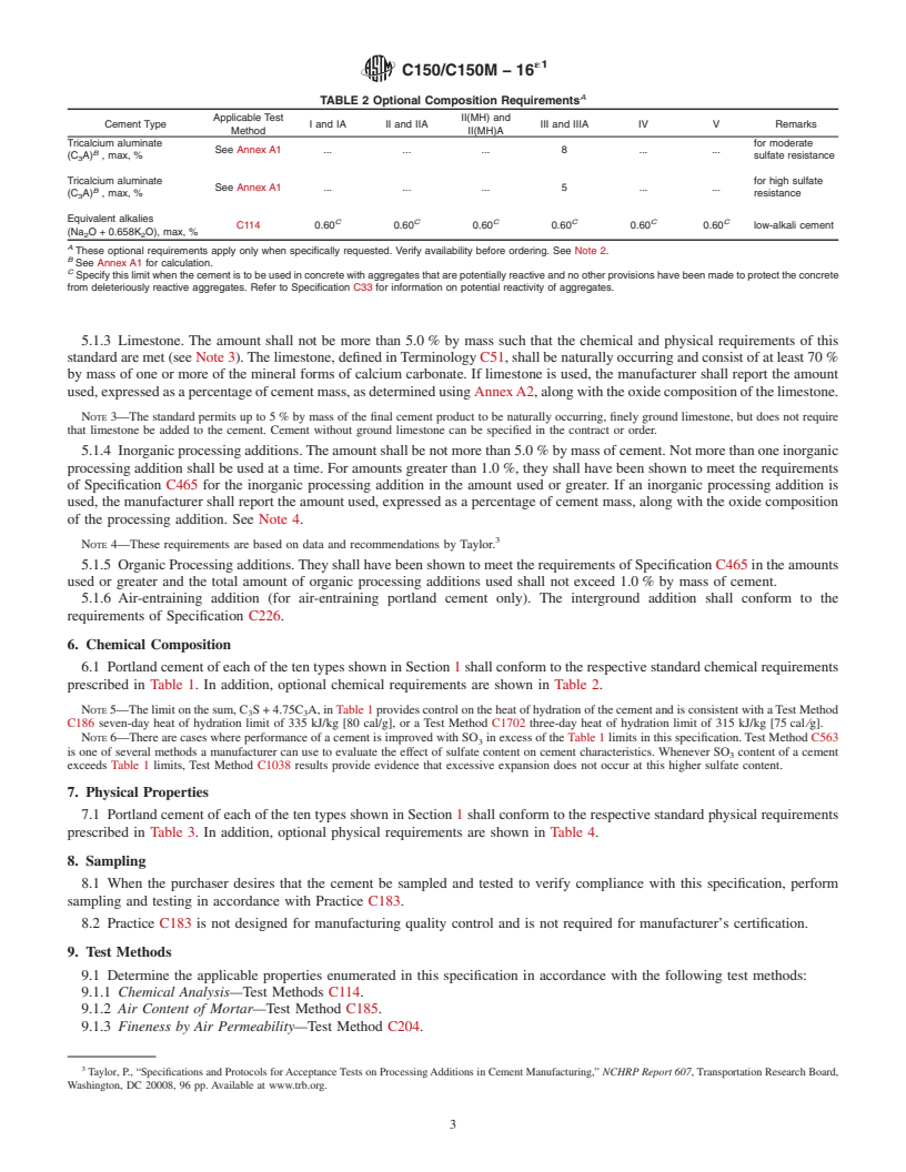 REDLINE ASTM C150/C150M-16e1 - Standard Specification for  Portland Cement