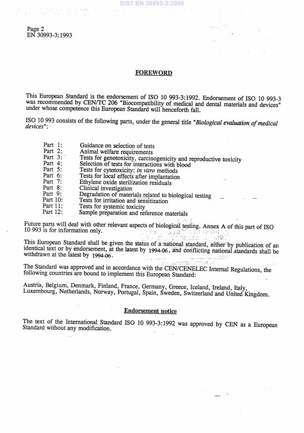 EN 30993-3:1993 EN 30993-3:2000 - Page 4 preview