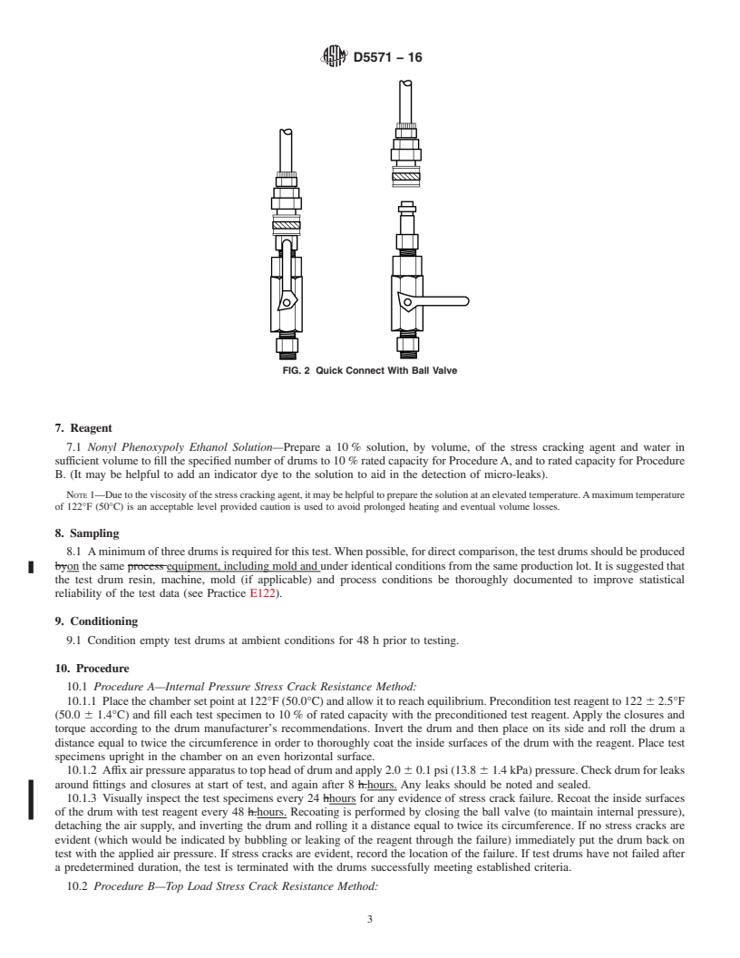 REDLINE ASTM D5571-16 - Standard Test Method for  Environmental Stress Crack Resistance (ESCR) of Plastic Tighthead   Drums Not Exceeding 60 Gal (227 L) in Rated Capacity