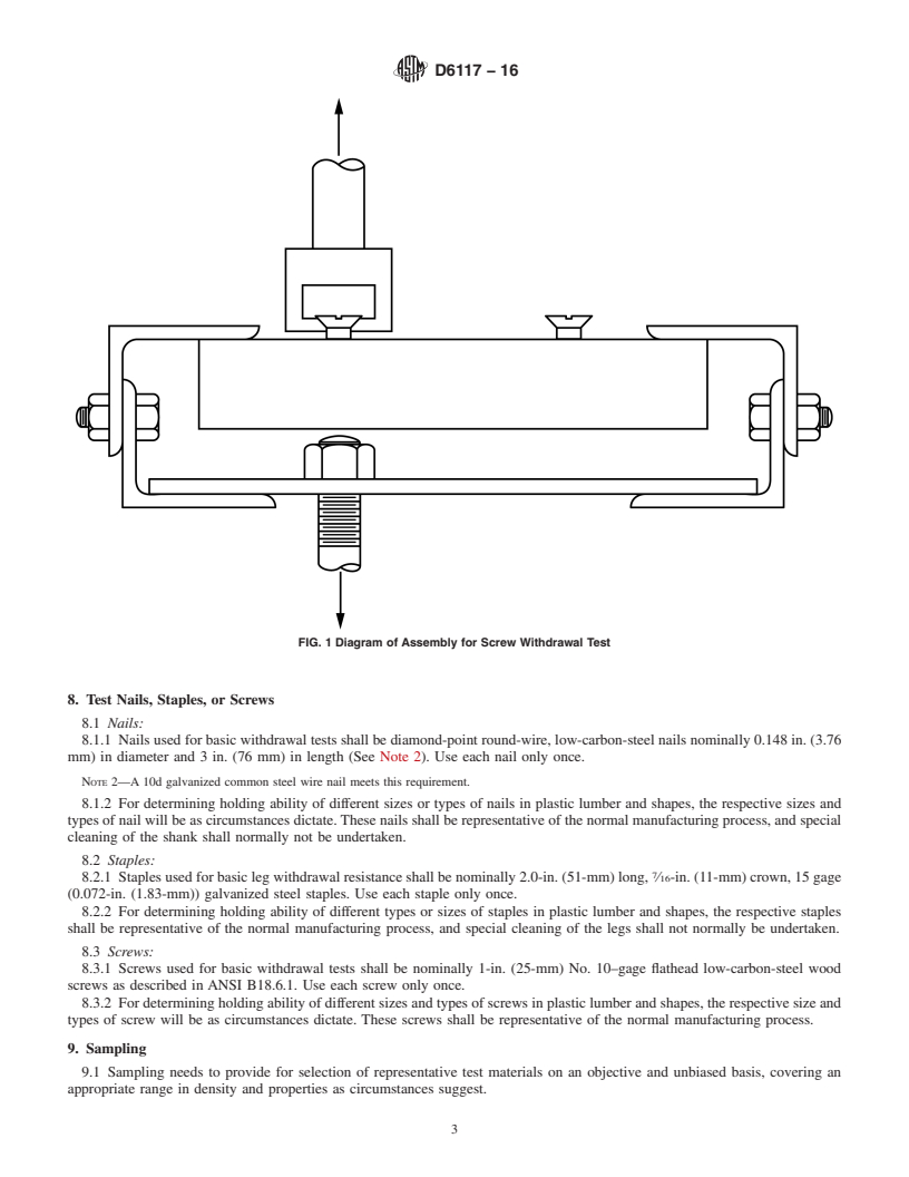 REDLINE ASTM D6117-16 - Standard Test Methods for Mechanical Fasteners in Plastic Lumber and Shapes