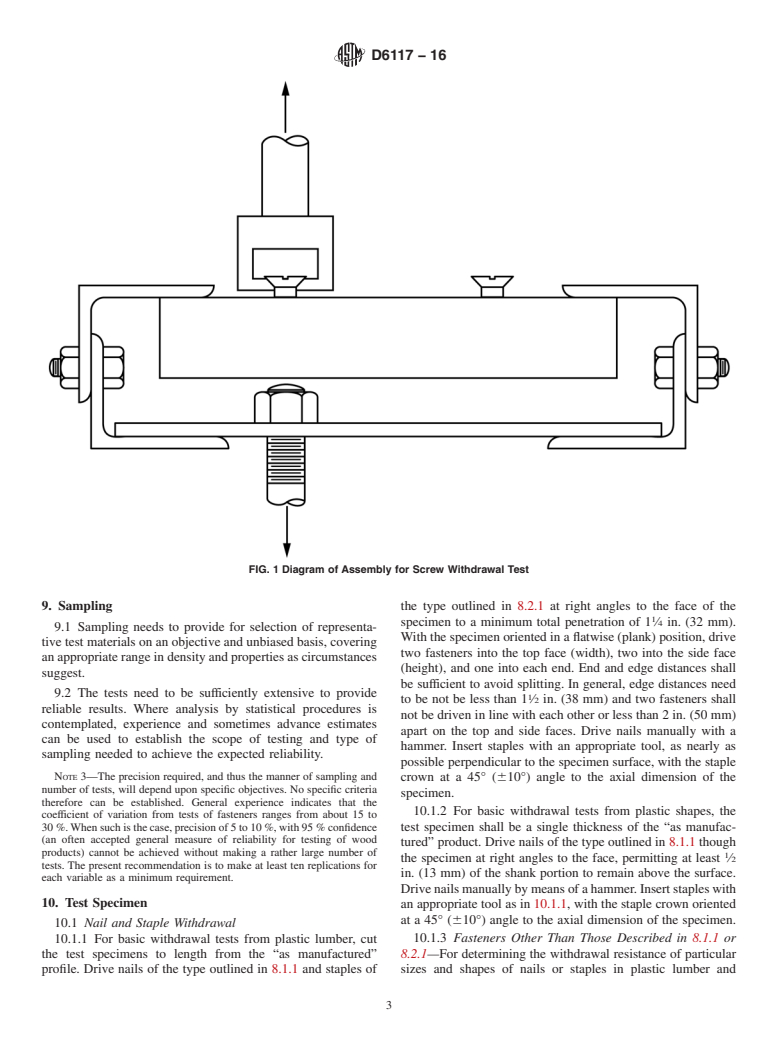 ASTM D6117-16 - Standard Test Methods for Mechanical Fasteners in Plastic Lumber and Shapes