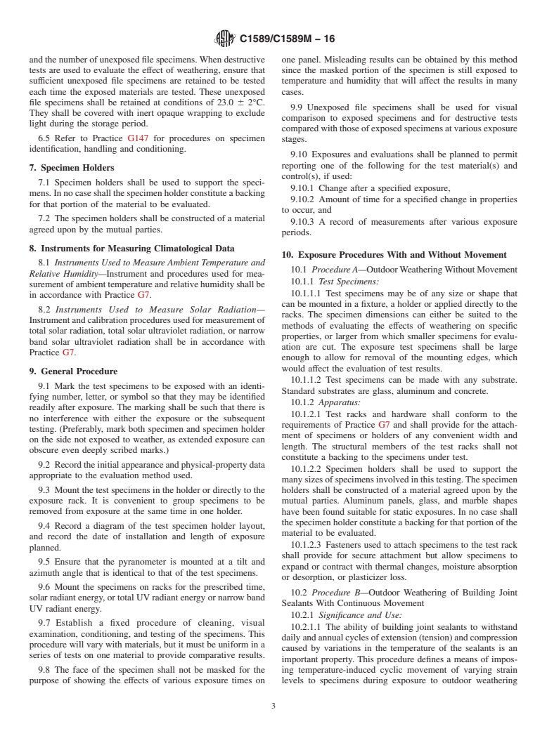 ASTM C1589/C1589M-16 - Standard Practice for Outdoor Weathering of Construction Seals and Sealants