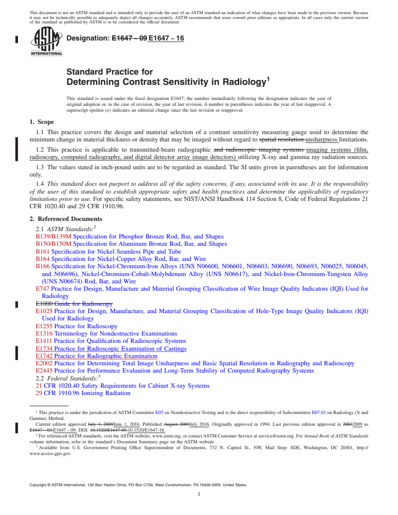 REDLINE ASTM E1647-16 - Standard Practice for  Determining Contrast Sensitivity in Radiology