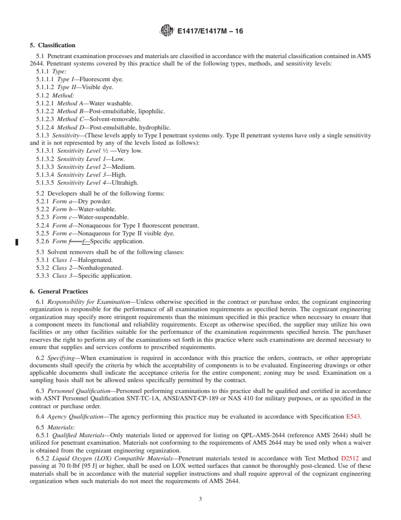REDLINE ASTM E1417/E1417M-16 - Standard Practice for  Liquid Penetrant Testing