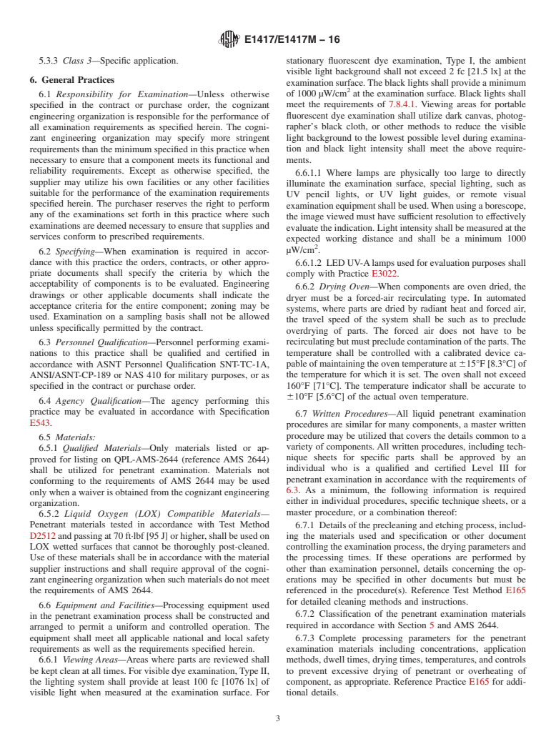 ASTM E1417/E1417M-16 - Standard Practice for  Liquid Penetrant Testing