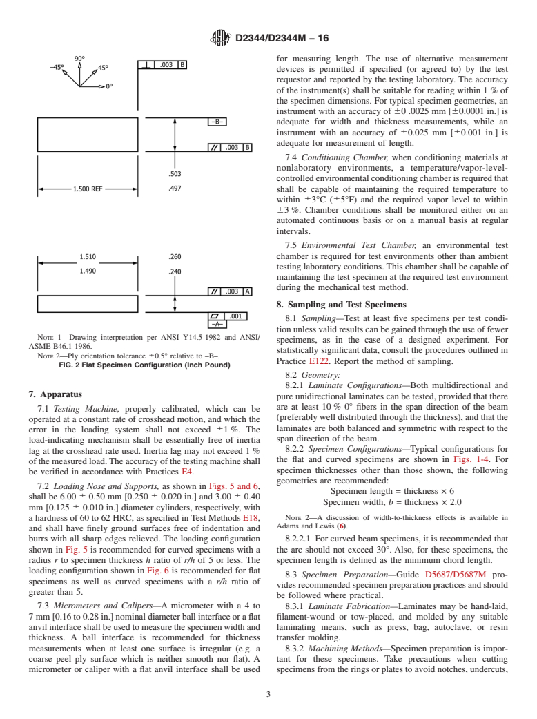 ASTM D2344/D2344M-16 - Standard Test Method for  Short-Beam Strength of Polymer Matrix Composite Materials and  Their Laminates