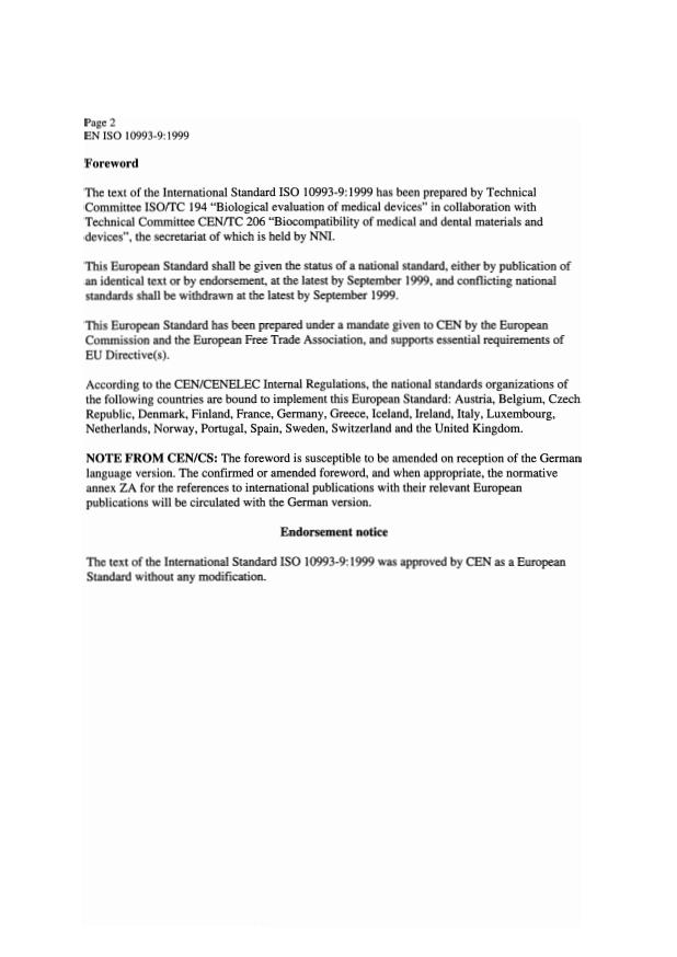 EN ISO 10993-9:1999 EN ISO 10993-9:2000 - Page 4 preview