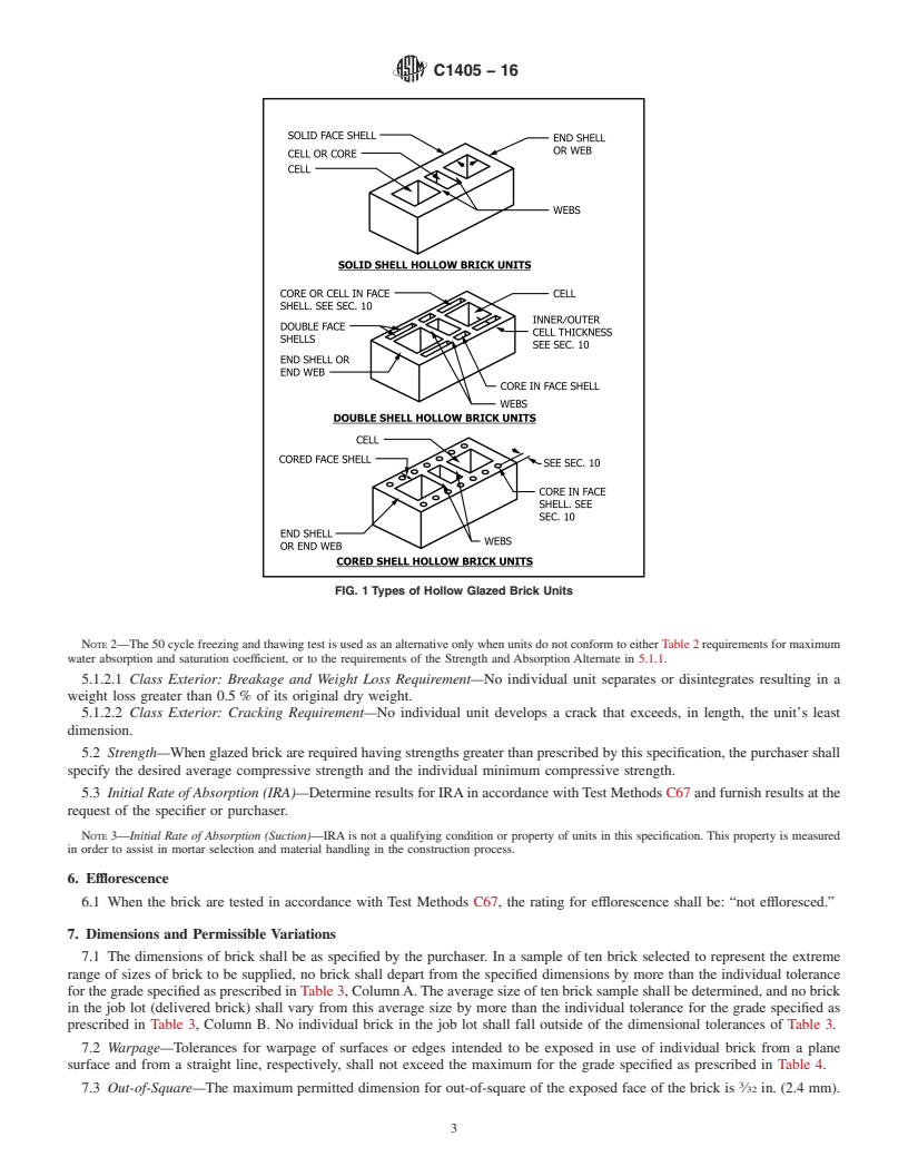 REDLINE ASTM C1405-16 - Standard Specification for  Glazed Brick (Single Fired, Brick Units)