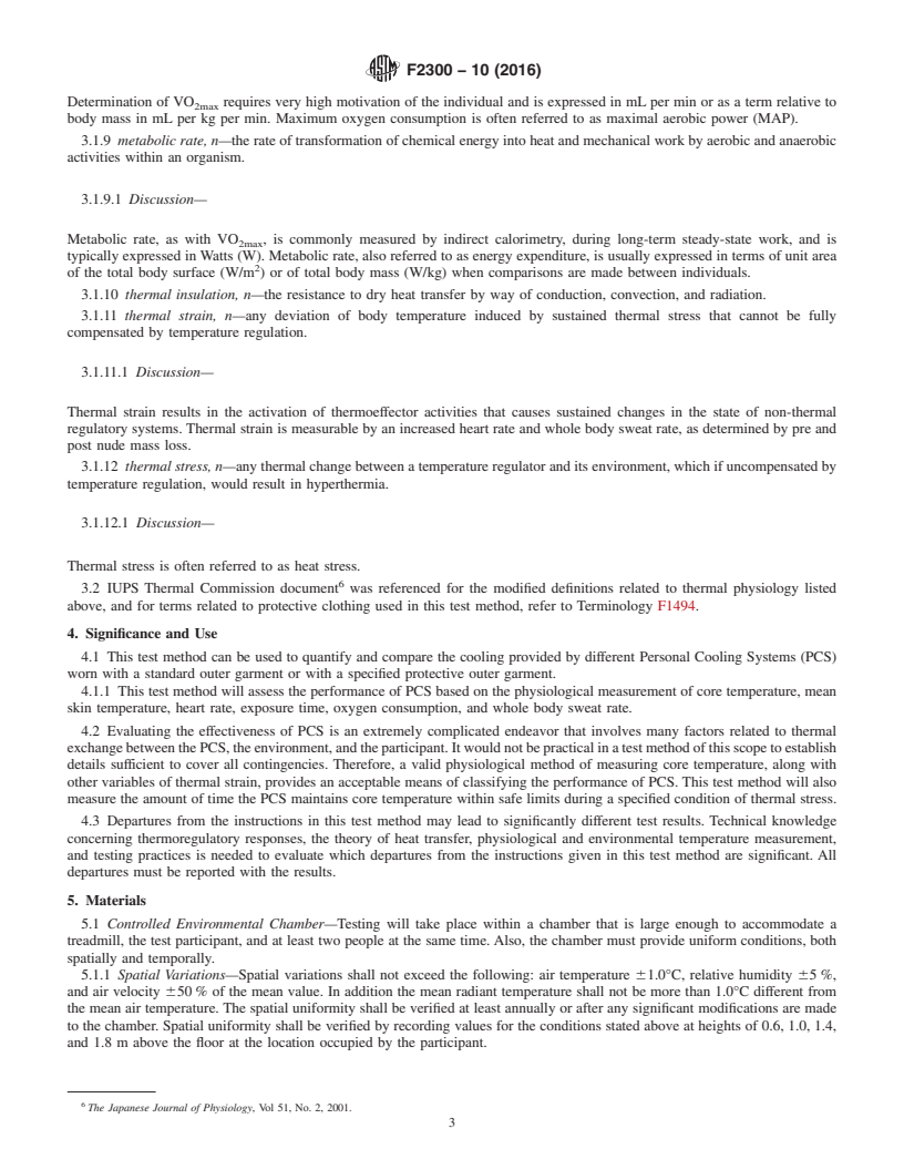 REDLINE ASTM F2300-10(2016) - Standard Test Method for  Measuring the Performance of Personal Cooling Systems Using  Physiological Testing