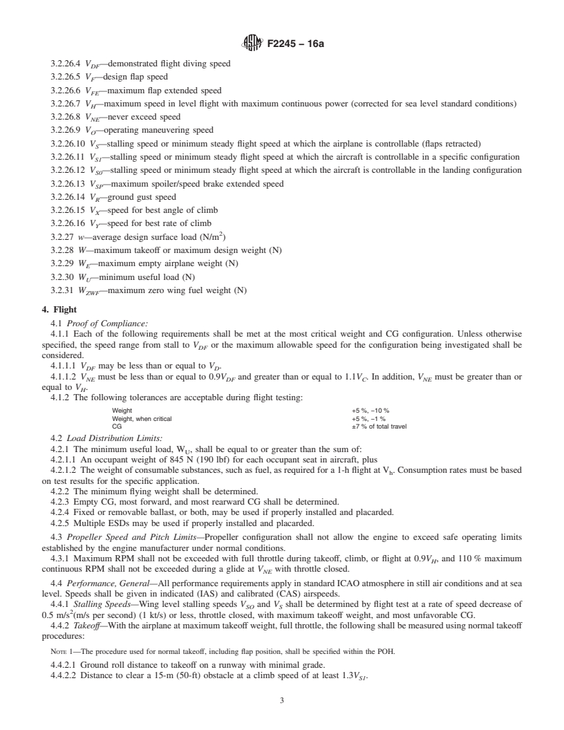 REDLINE ASTM F2245-16a - Standard Specification for Design and Performance of a Light Sport Airplane