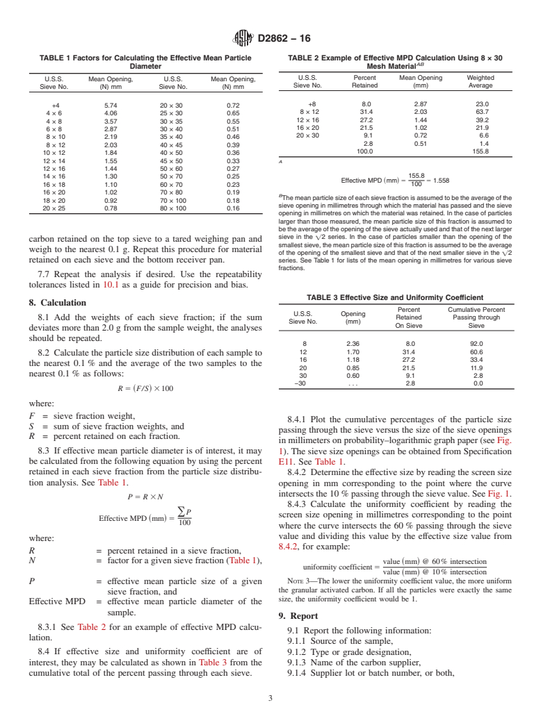 ASTM D2862-16 - Standard Test Method for  Particle Size Distribution of Granular Activated Carbon