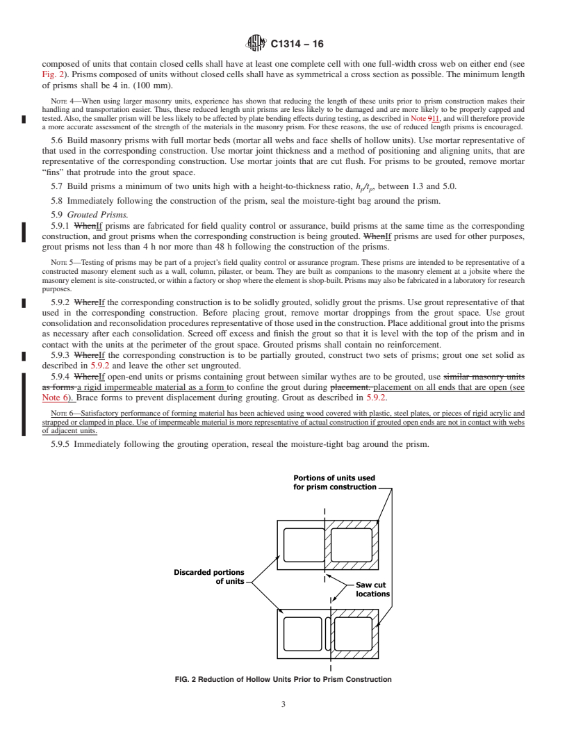 REDLINE ASTM C1314-16 - Standard Test Method for  Compressive Strength of Masonry Prisms