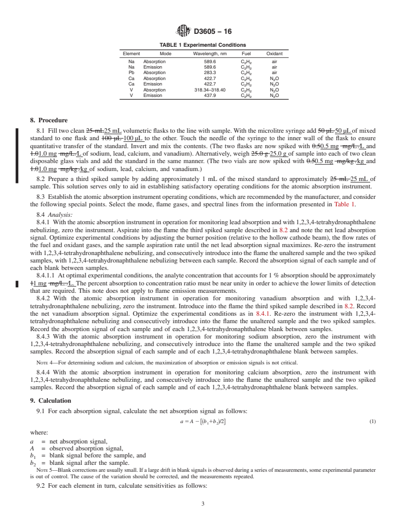 REDLINE ASTM D3605-16 - Standard Test Method for  Trace Metals in Gas Turbine Fuels by Atomic Absorption and   Flame Emission Spectroscopy