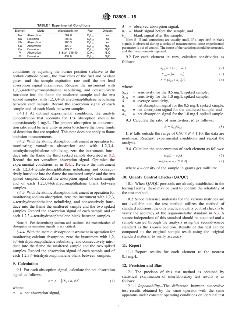 ASTM D3605-16 - Standard Test Method for  Trace Metals in Gas Turbine Fuels by Atomic Absorption and   Flame Emission Spectroscopy