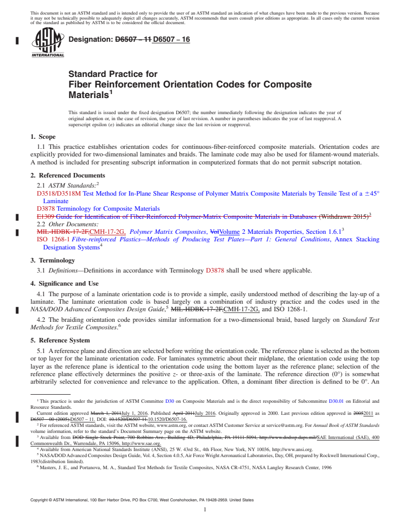 REDLINE ASTM D6507-16 - Standard Practice for  Fiber Reinforcement Orientation Codes for Composite Materials