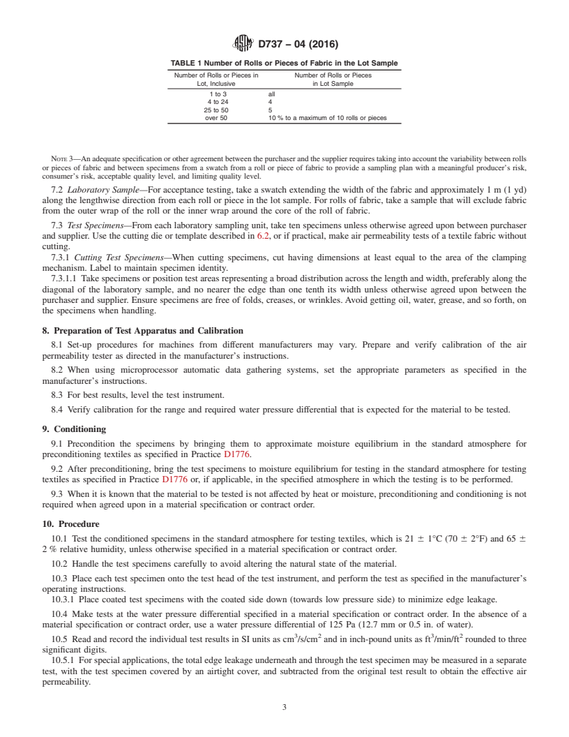 REDLINE ASTM D737-04(2016) - Standard Test Method for  Air Permeability of Textile Fabrics