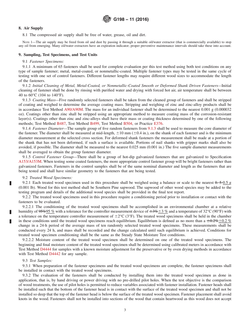 REDLINE ASTM G198-11(2016) - Standard Test Method for  Determining the Relative Corrosion Performance of Driven Fasteners  in Contact with Treated Wood