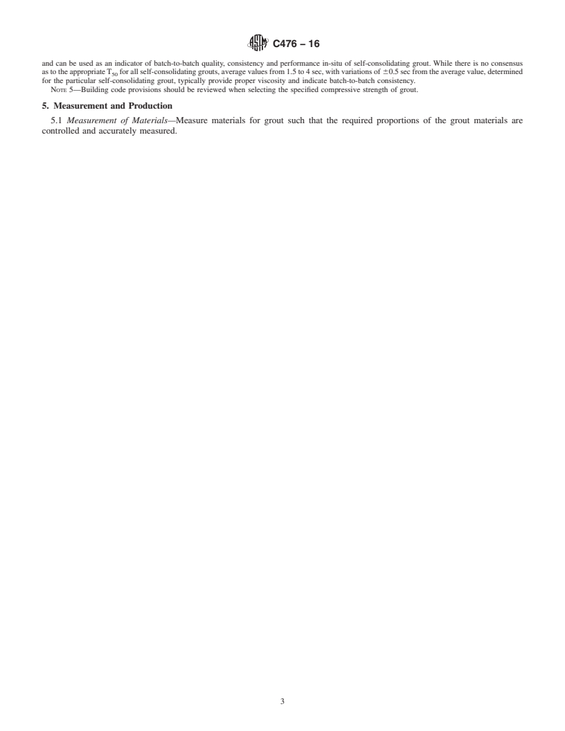 REDLINE ASTM C476-16 - Standard Specification for  Grout for Masonry