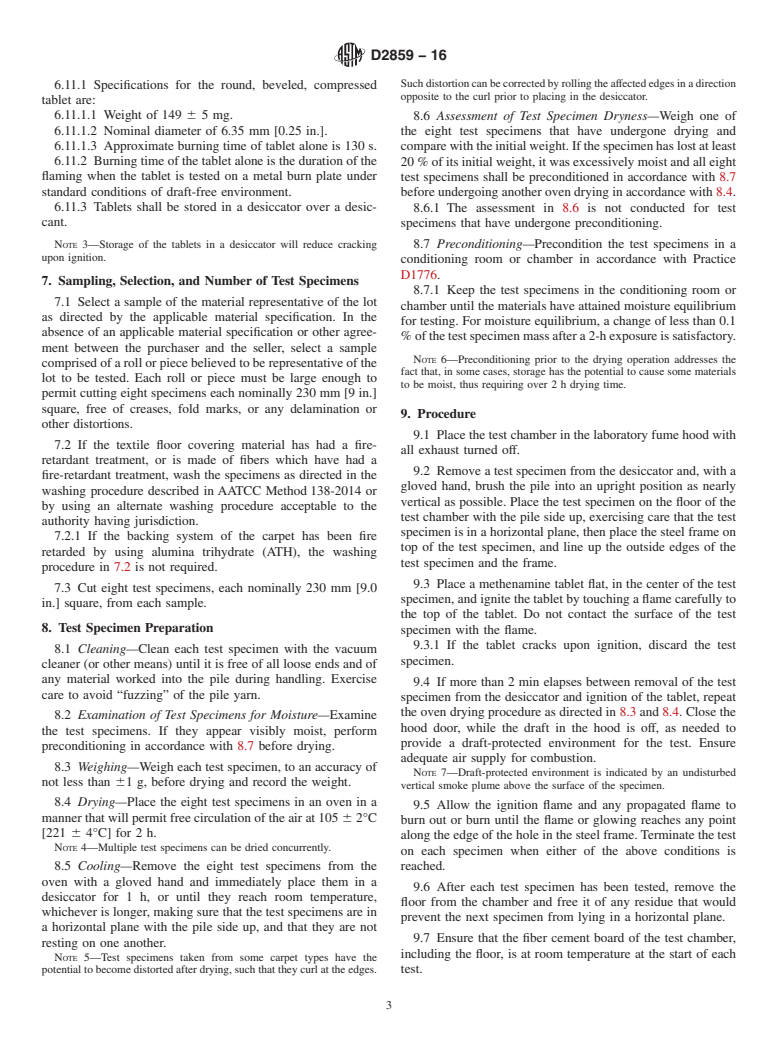 ASTM D2859-16 - Standard Test Method for  Ignition Characteristics of Finished Textile Floor Covering  Materials