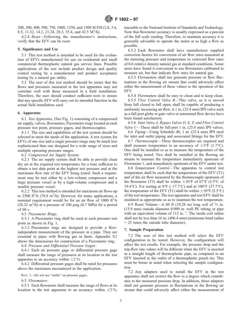 ASTM F1802-97 - Standard Test Method for Performance Testing of Excess Flow Valves