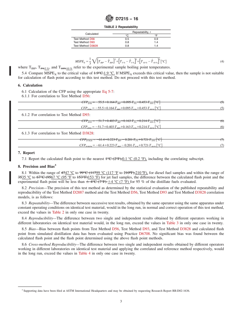 REDLINE ASTM D7215-16 - Standard Test Method for  Calculated Flash Point from Simulated Distillation Analysis  of Distillate  Fuels