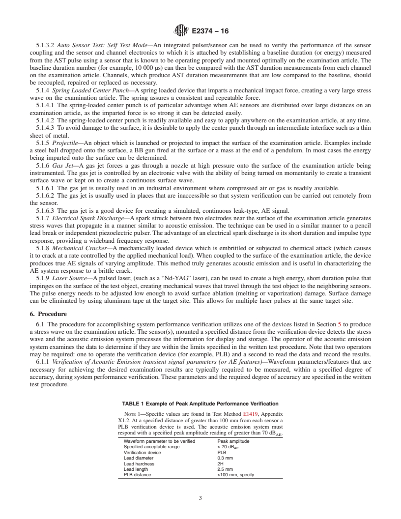 REDLINE ASTM E2374-16 - Standard Guide for  Acoustic Emission System Performance Verification