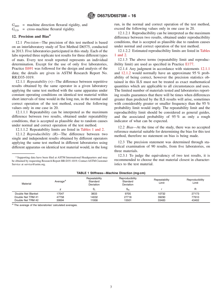 ASTM D6575/D6575M-16 - Standard Test Method for Determining Stiffness of Geosynthetics Used as Turf Reinforcement  Mats (TRMs)