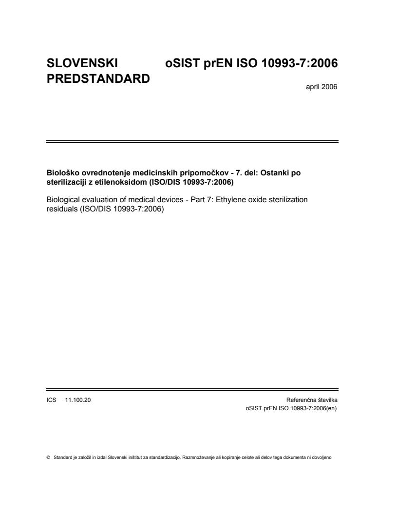 prEN ISO 10993-7:2006