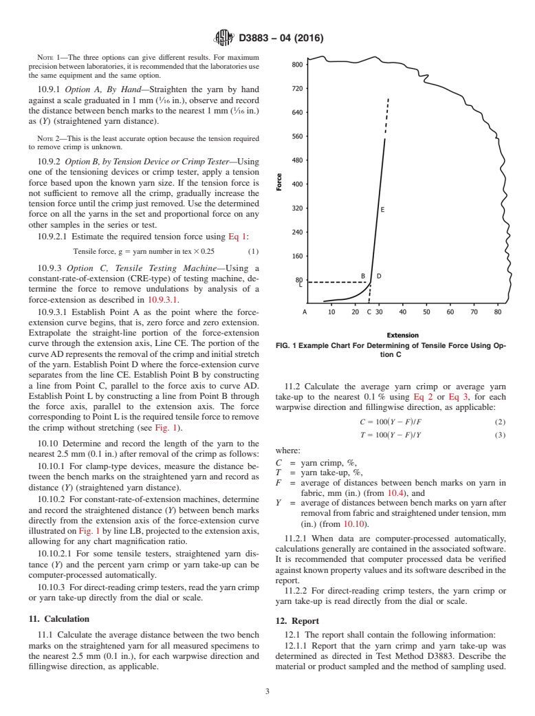 ASTM D3883-04(2016) - Standard Test Method for  Yarn Crimp and Yarn Take-up in Woven Fabrics