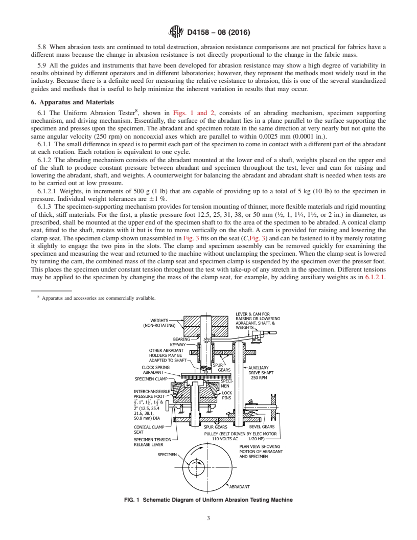 REDLINE ASTM D4158-08(2016) - Standard Guide for  Abrasion Resistance of Textile Fabrics (Uniform Abrasion)